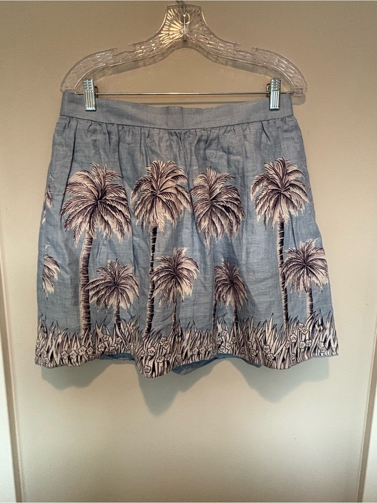 J. Crew Dresses & Skirts - J. Crew Blue Palm-Print Linen, Lined Skirt 8